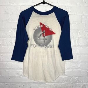 Vintage 80s Foreigner Tour Double Sided Raglan Shirt Size‎ Medium 81 82 Train